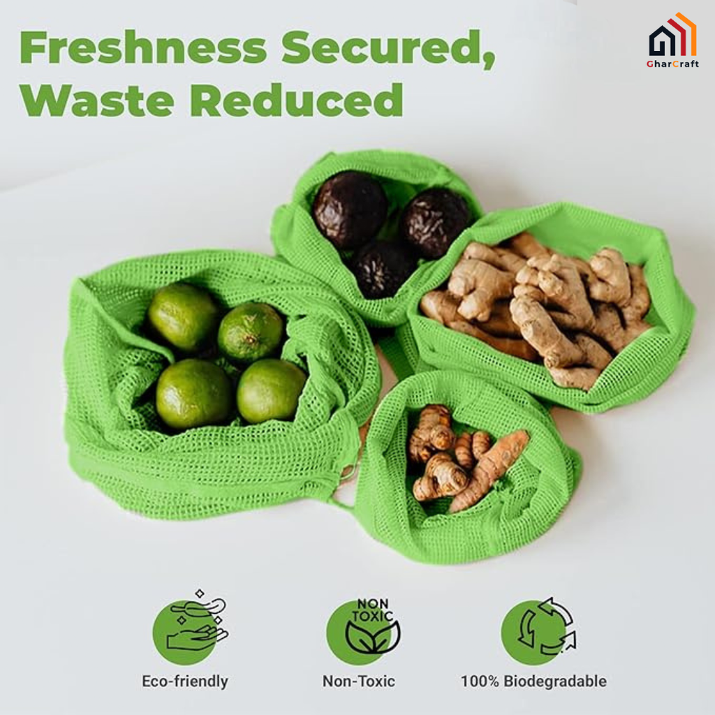 Natural Cotton Vegetables Bags For Fridge Storage