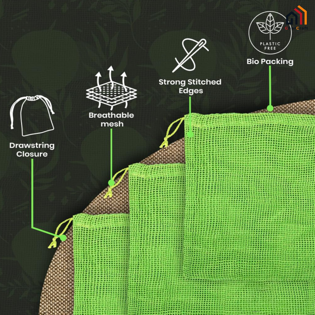 Natural Cotton Vegetables Bags For Fridge Storage