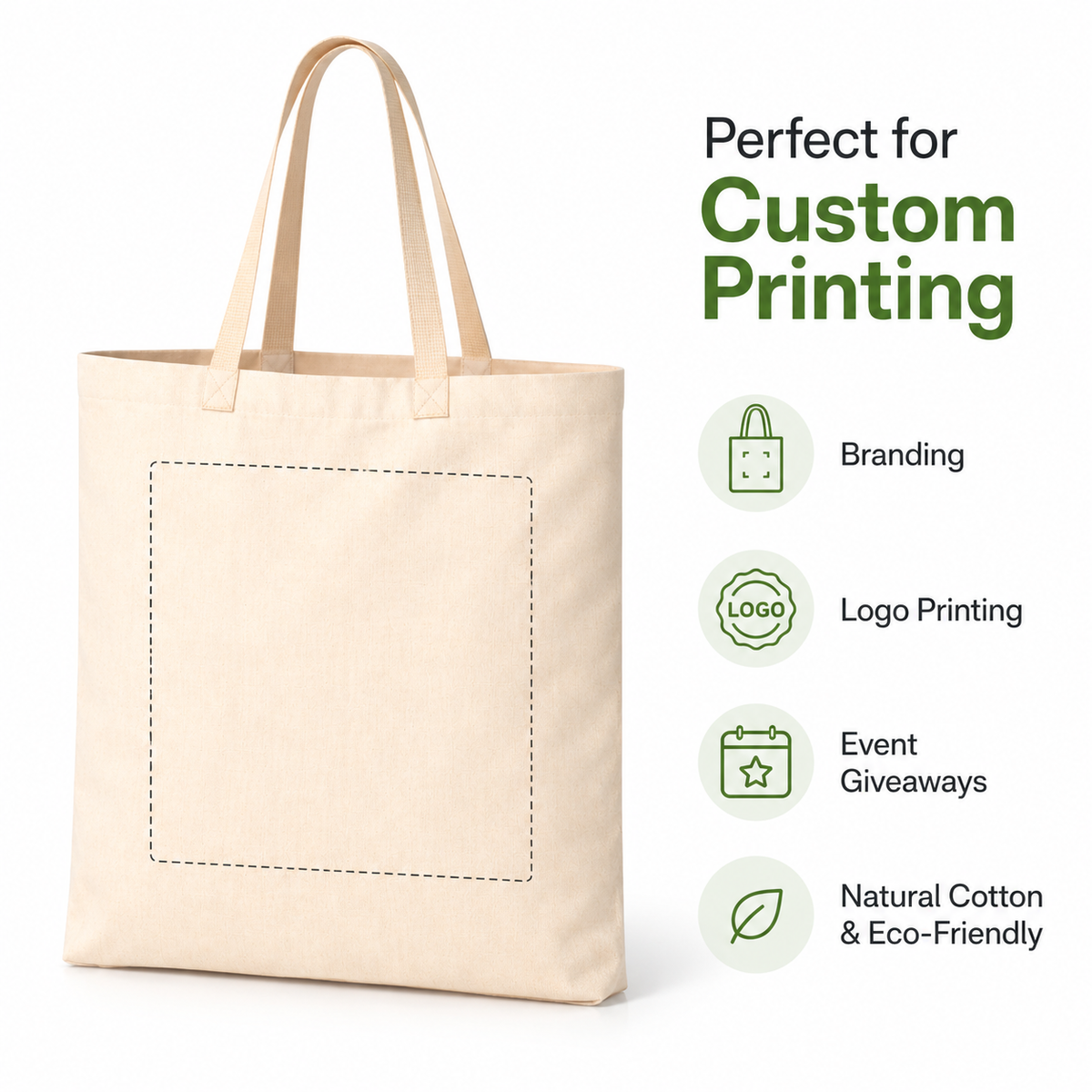 Custom 18x20 Inch Cotton Canvas Tote Bag