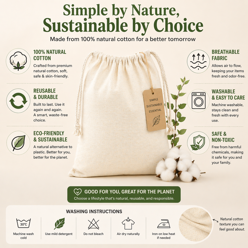 Custom 10x12 Inch Cotton Drawstring Bag | 150 GSM