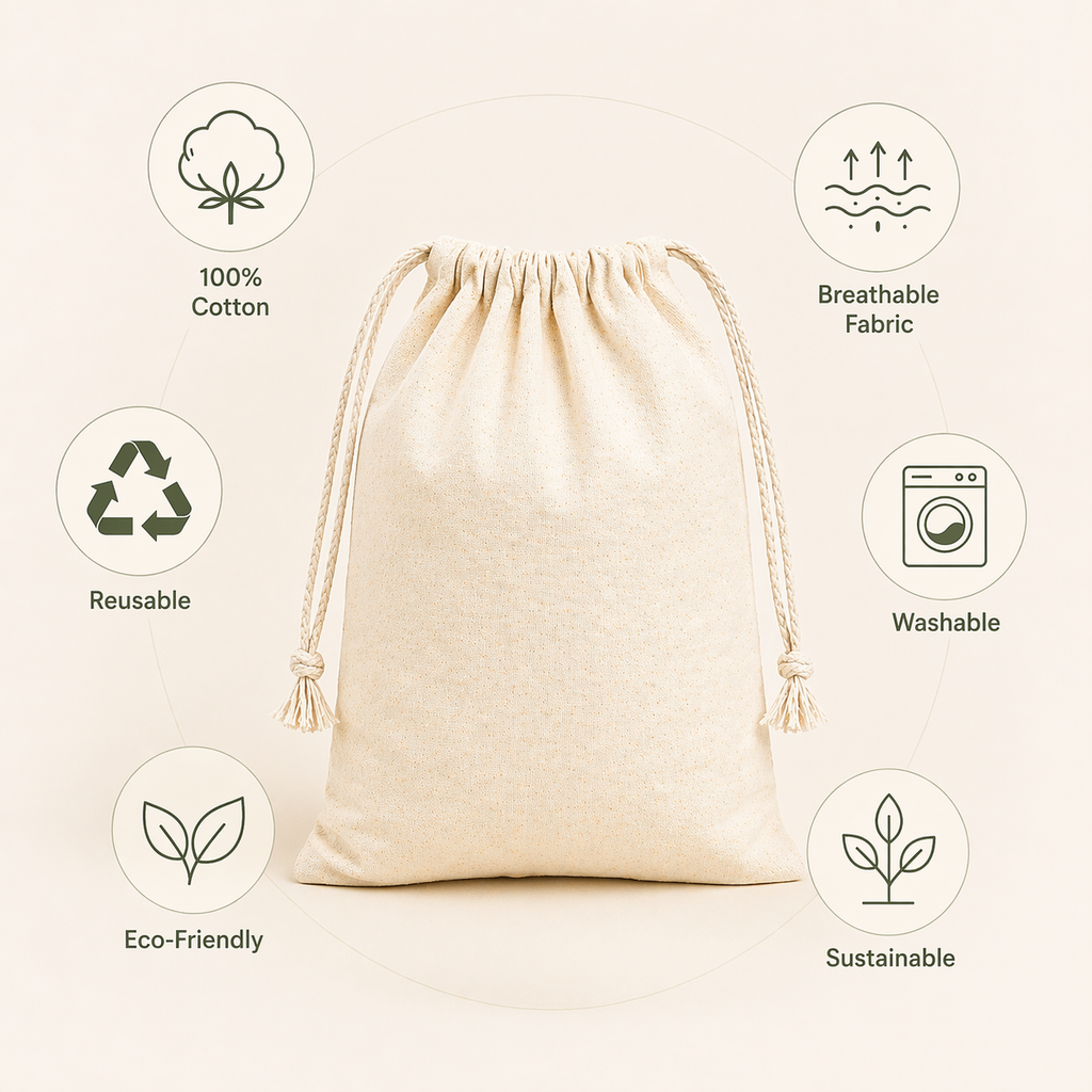 Custom 10x12 Inch Cotton Drawstring Bag | 150 GSM
