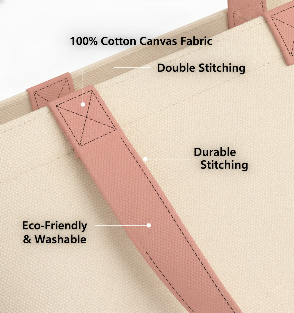 13"x15" Light Pink & Beige Tote Bag | 330 GSM