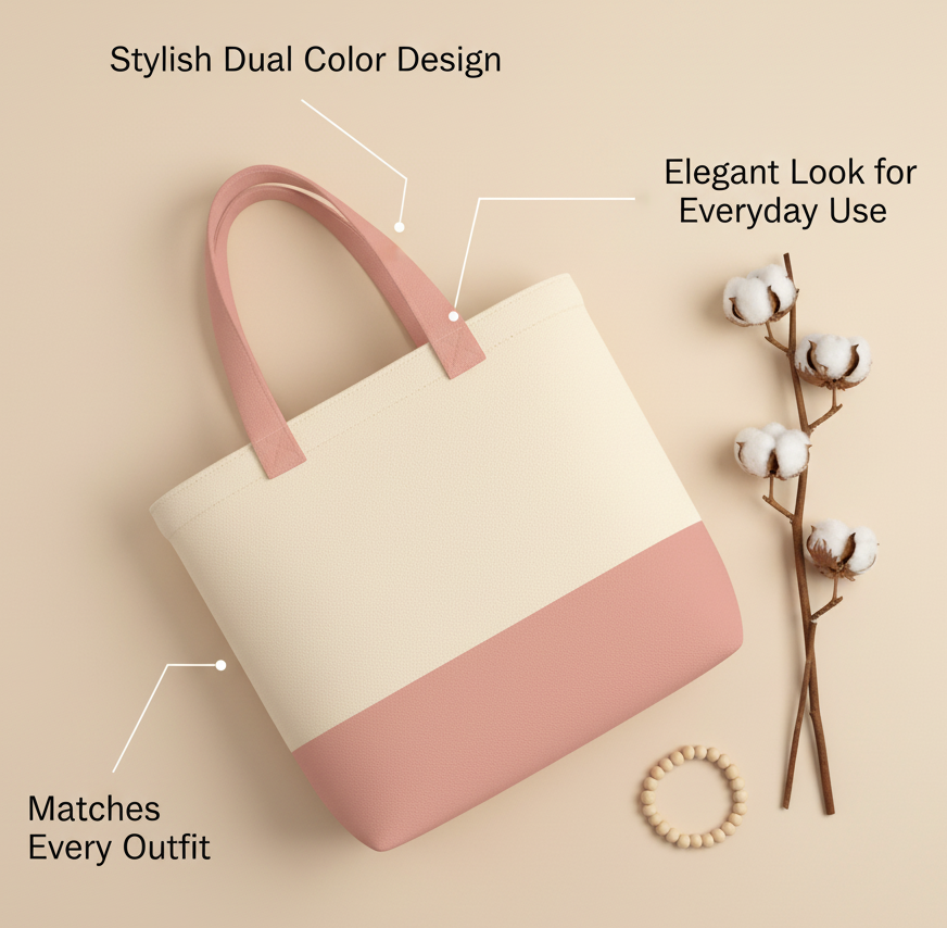 13"x15" Light Pink & Beige Tote Bag | 330 GSM
