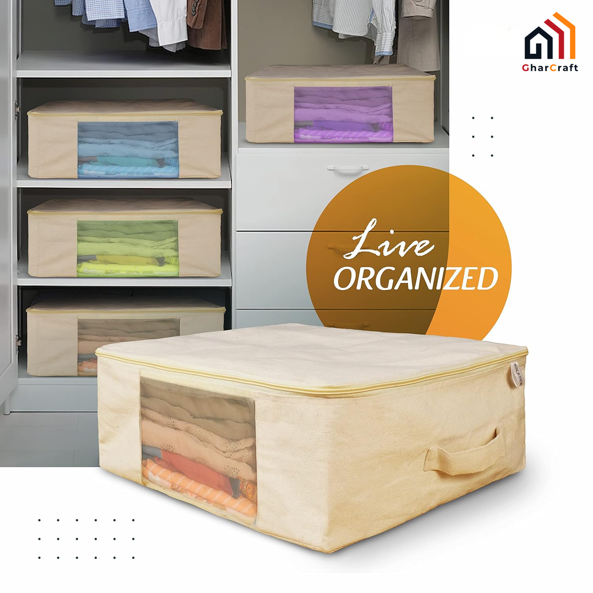 Premium canvas cotton clothes storage bags